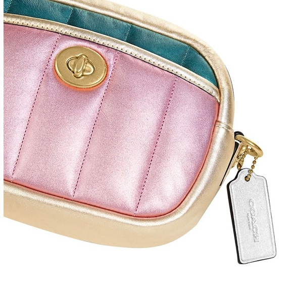Authentic COACH 1941 Quilted colorblock metallic leather turnlock /Zip crossbody - Picture 2 of 9